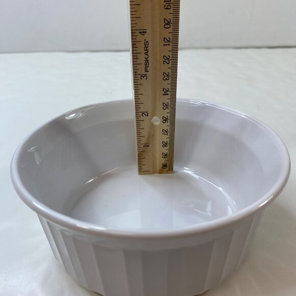 CorningWare French White F-16-B 16 oz Round Dish Set 5 Ribbed Oven Safe Vintage - Picture 8 of 8